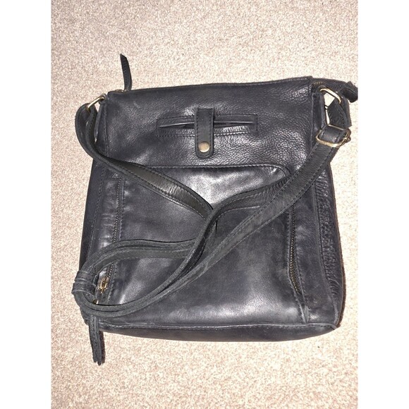 Milo Purse Genuine Leather Organizer Bag Black Shoulder Crossbody Canada - Picture 3 of 14